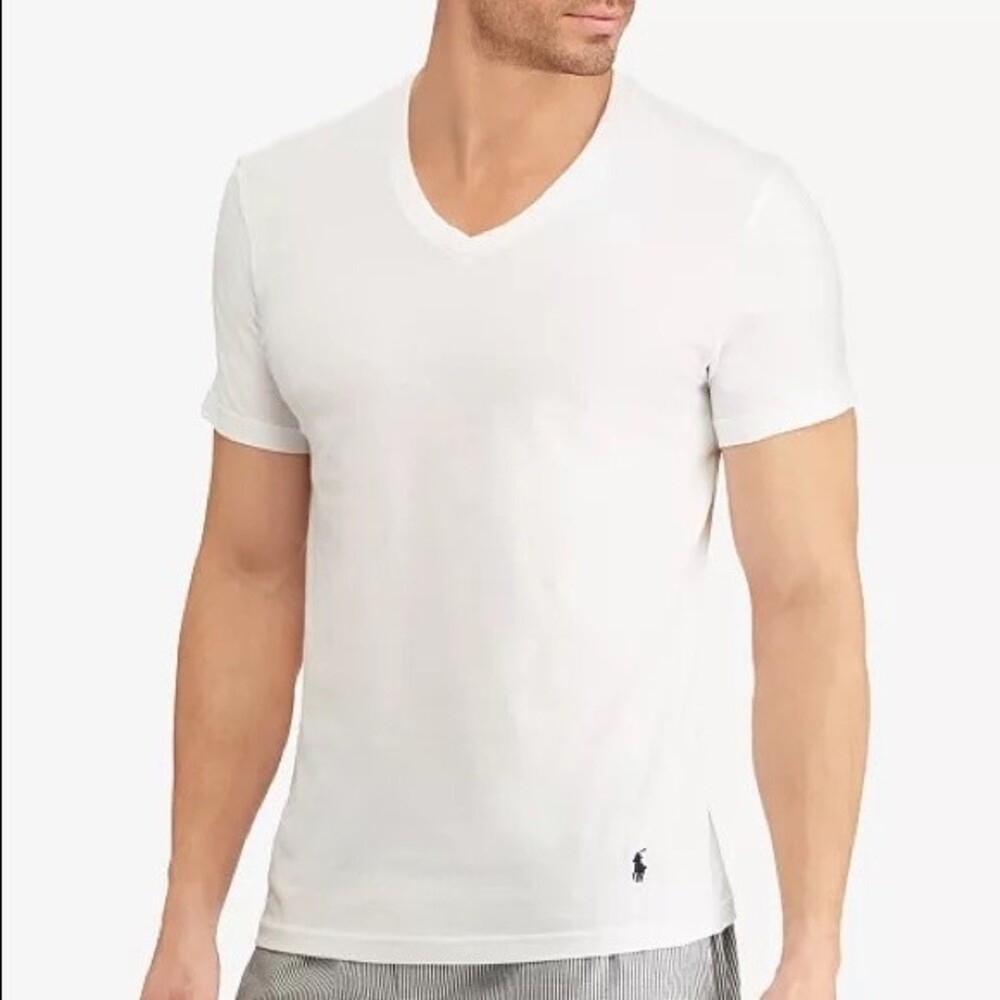 Polo Ralph Lauren Men's Classic Fit V-Neck T-Shirt Undershirt White Size L